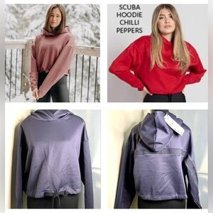 🆕ORAKI scuba signature ocean crop hoodie, bottom metal logo drawstring, mauve.